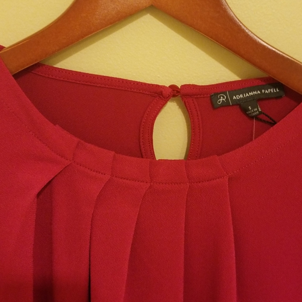Adrianna Papell 3/4 Sleeve Pleat Neck Top - Picture 2 of 5